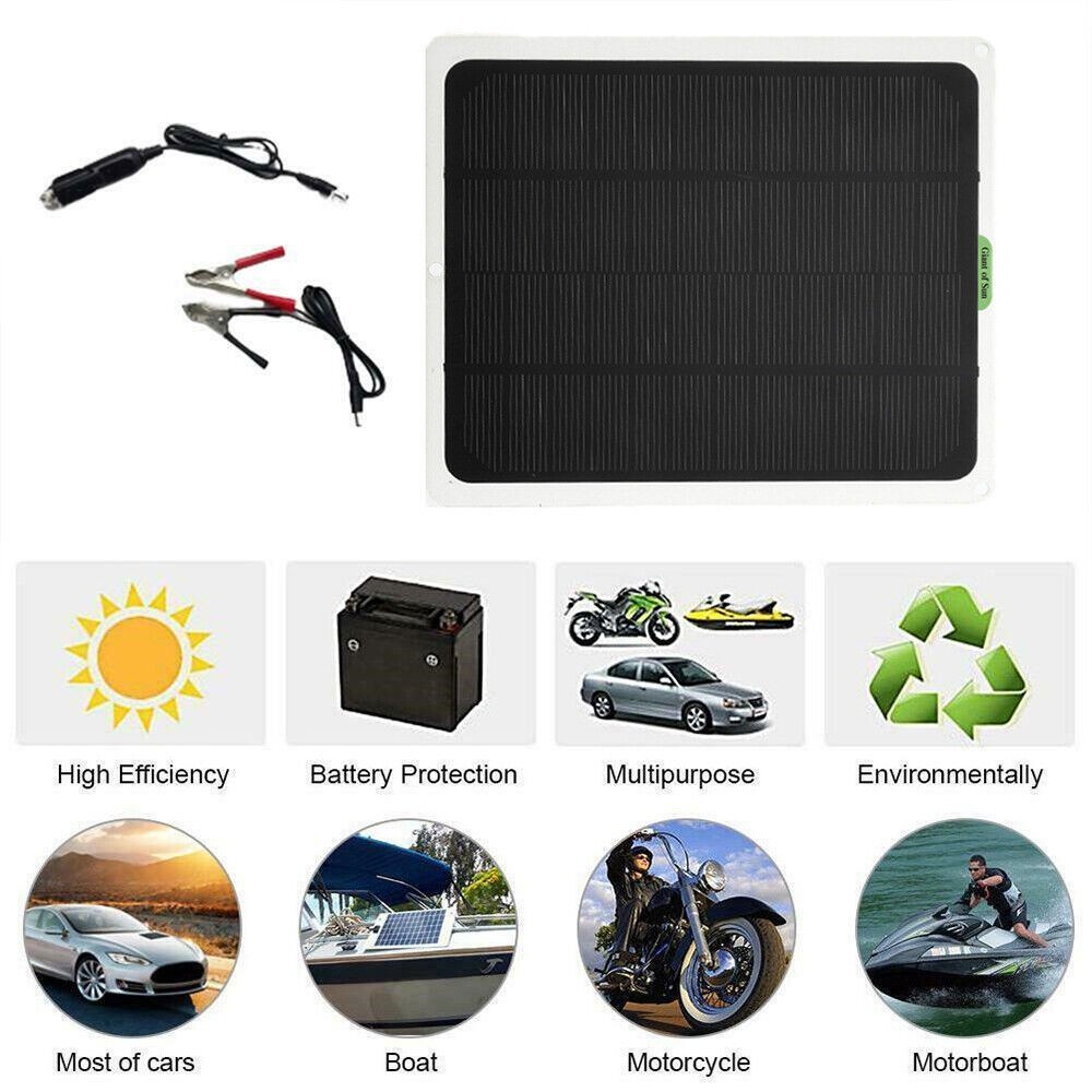 12V Solar Battery Charger – 20W Waterproof Solar Panel Kit 10A Trickle Charger