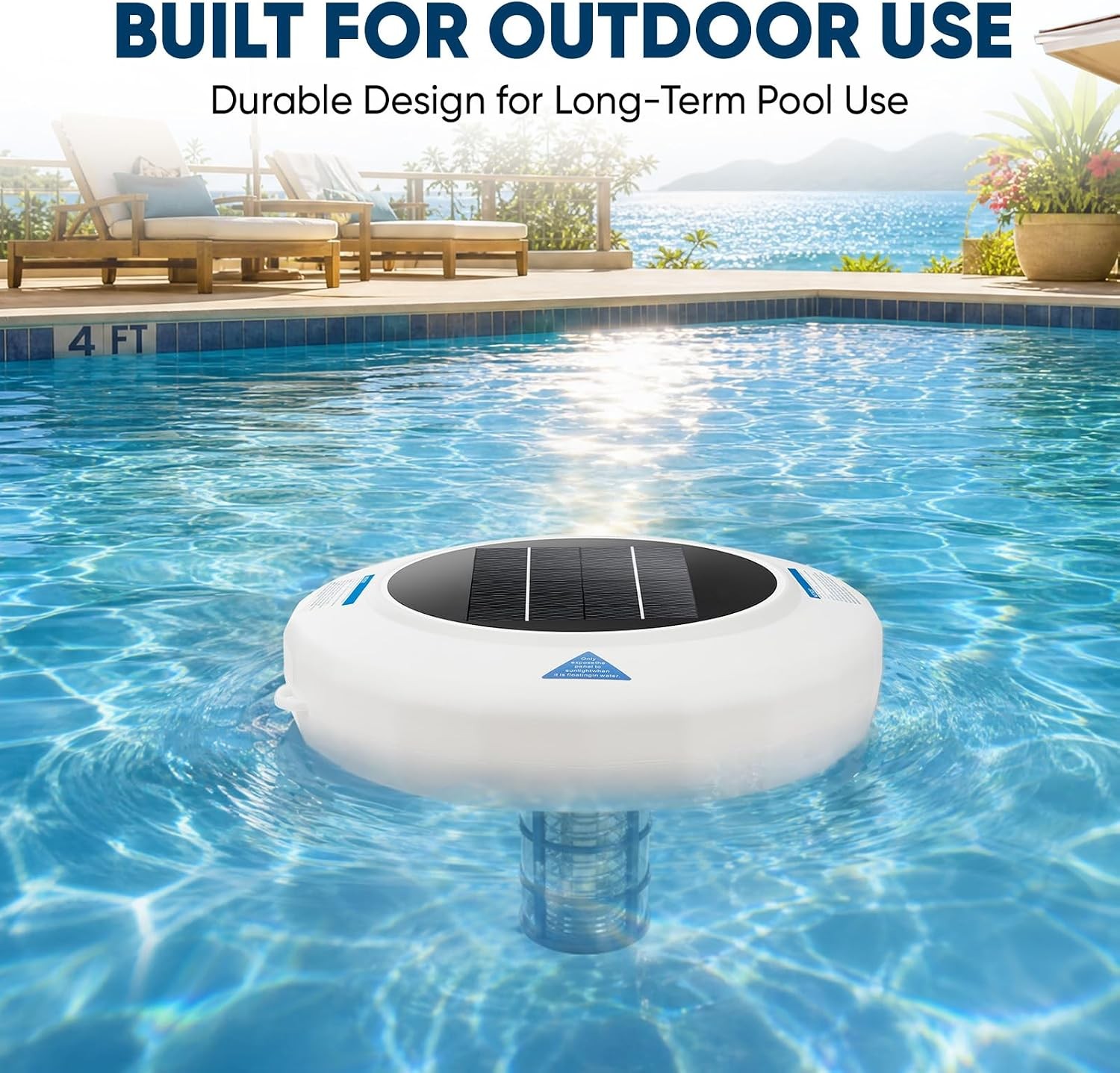 New Upgraded Floating Solar Pool Accessory, 45,000 Gallons, Large Solar Panel