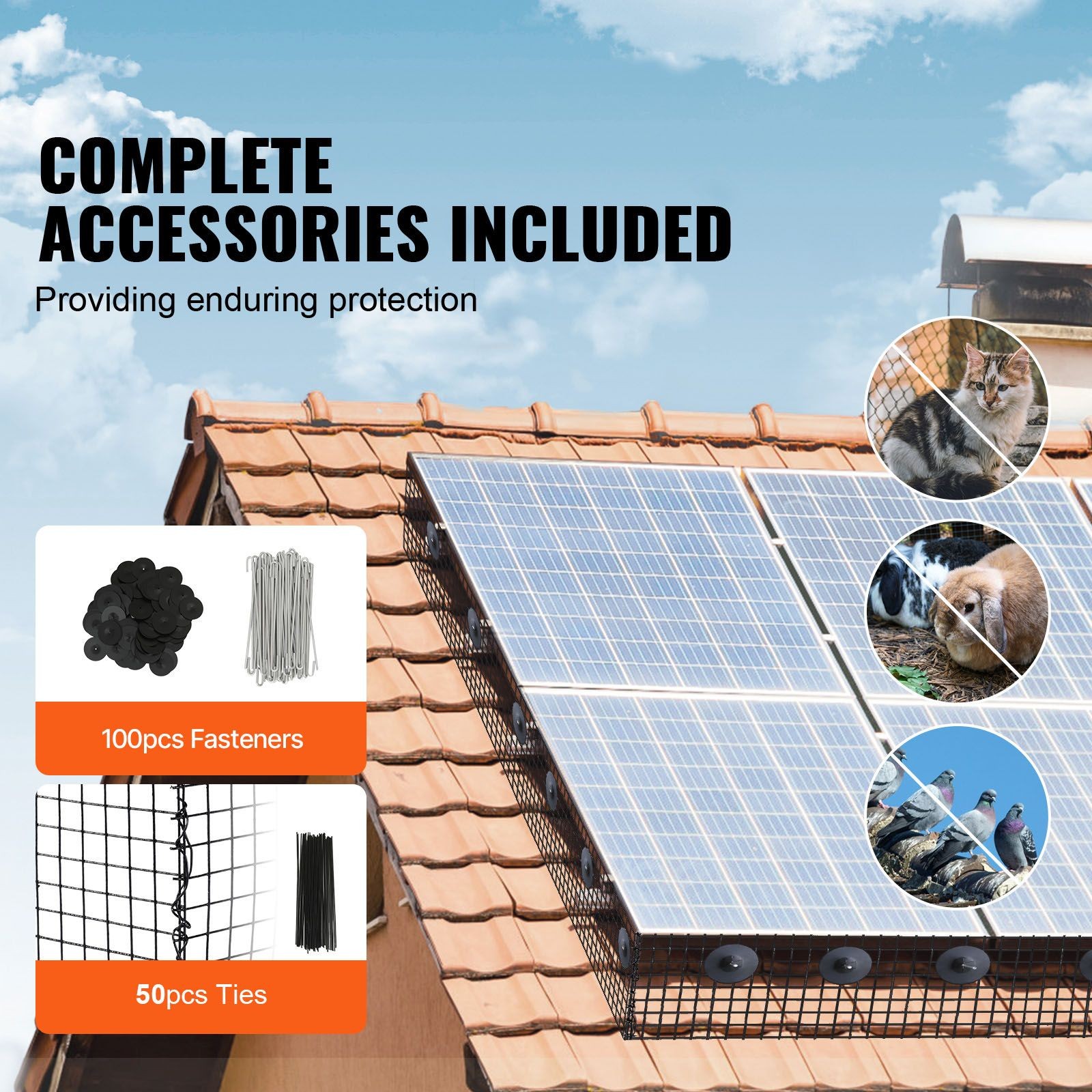 6″x100ft Solar Panel Bird Wire Mesh, PVC-Coated 0.7mm Galvanized Steel
