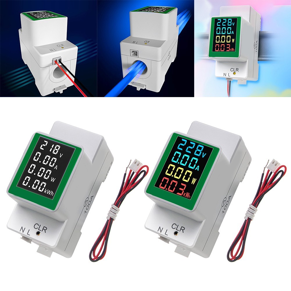 Sleek Design AC50300V Rail Power Meter with Multifunctional Display Panel