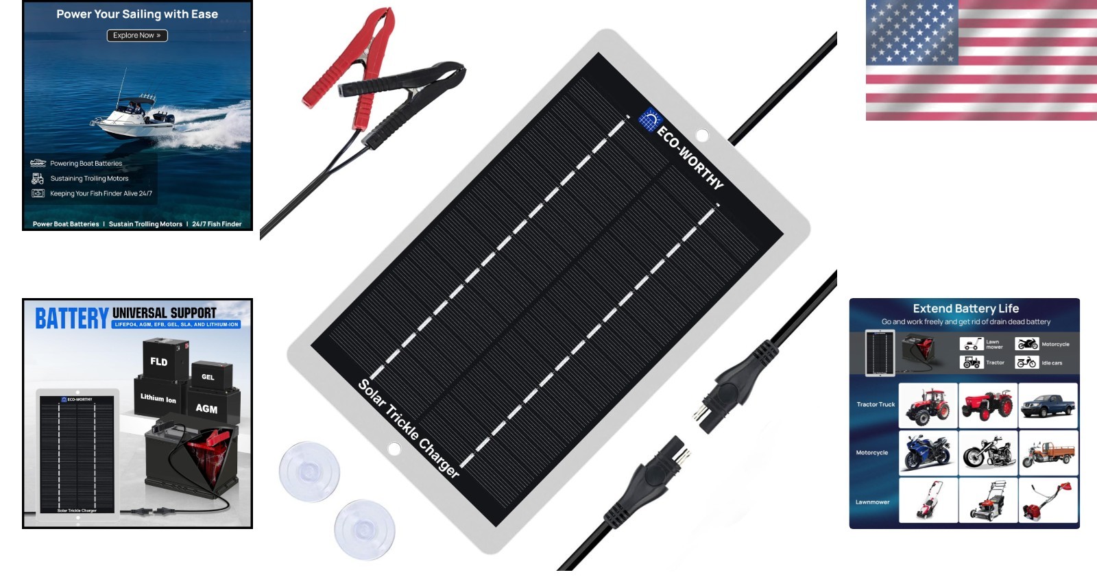 Lightweight 12V Solar Panel Charger with Plug and Play for Vehicle Batteries