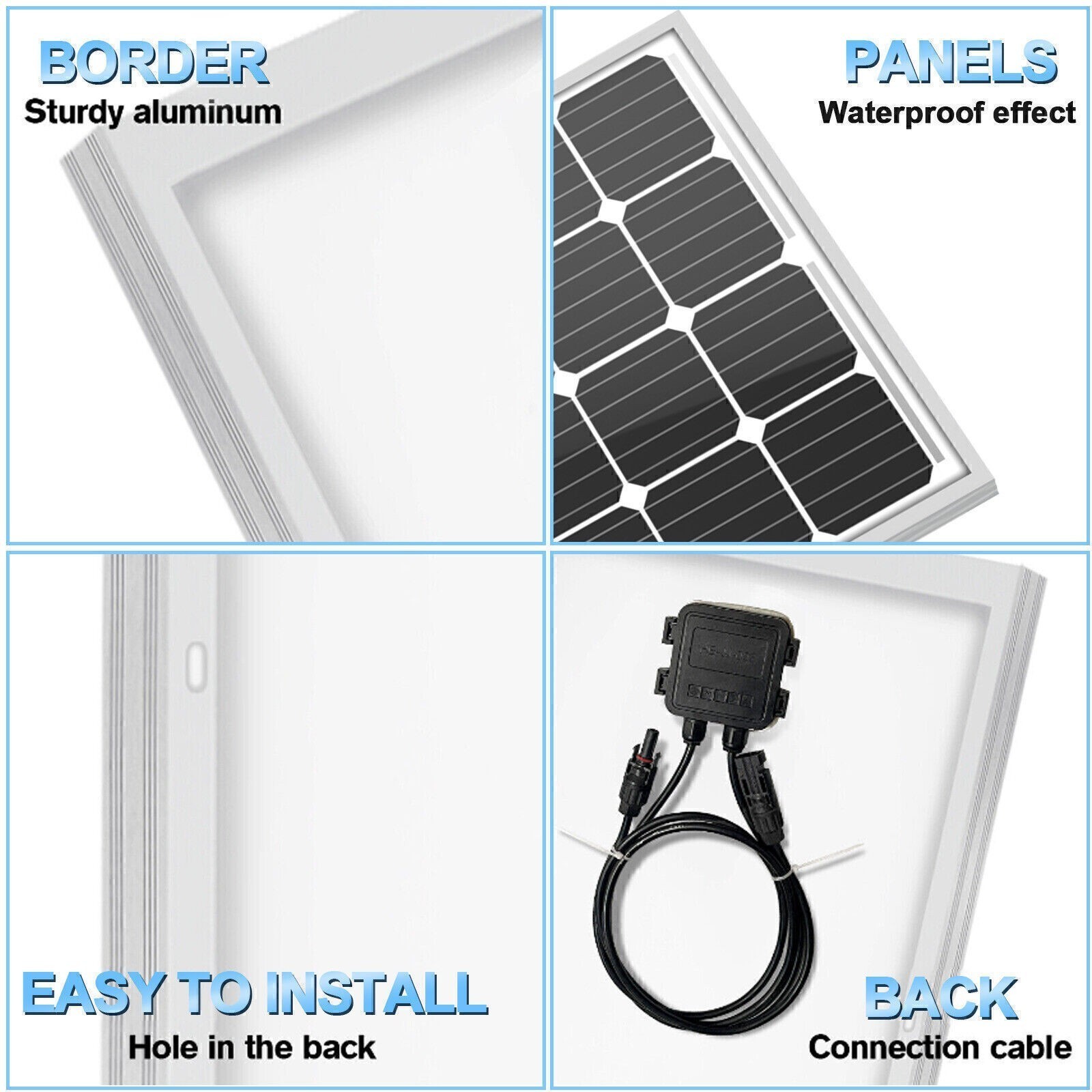 200W Mono Solar Panel 12V Battery Charger Home Boat Camp RV Off Grid Charge US
