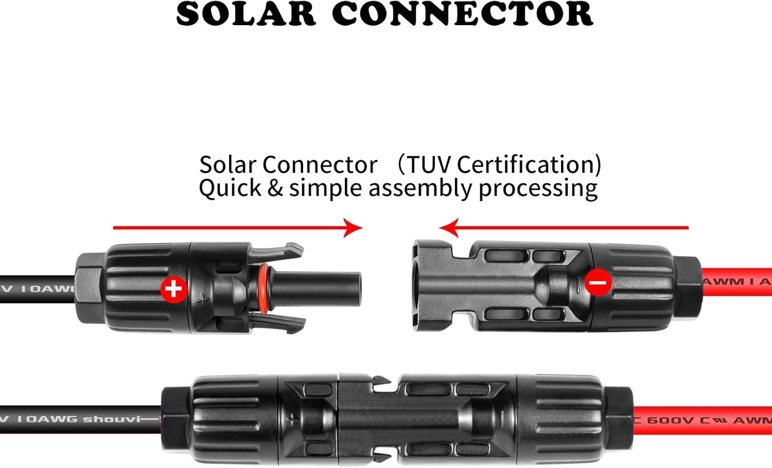 Solar Panel Connector to XT60 Connector Cable 1FT, 10AWG Solar to XT60 Charge…