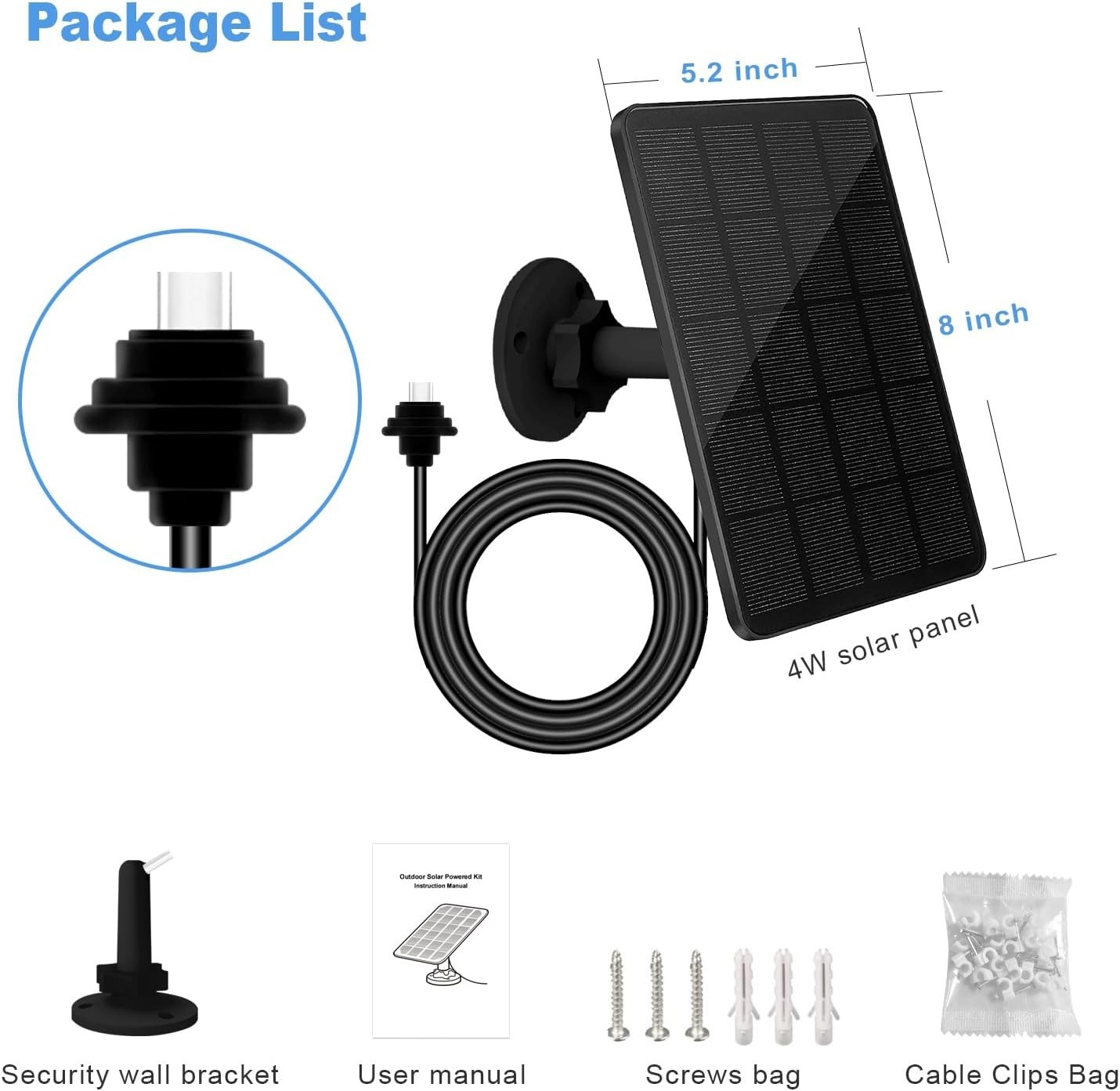 2 Pack Solar Panel for Blink Outdoor 4 4th Gen Camera, 4W Solar Panels with U…