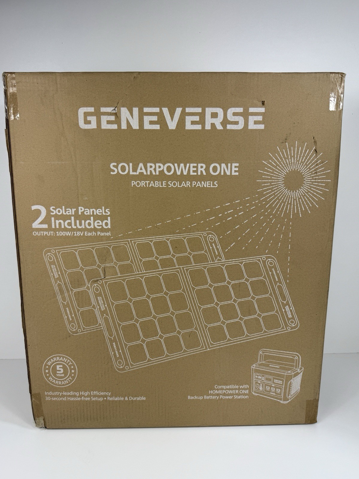 Geneverse SolarPower ONE GV-SP-100 200W Portable Solar Panel Kit 2x100W Sealed