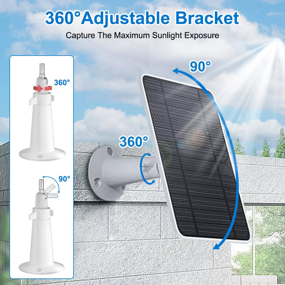 Universal Solar Battery Charger Panel for Ring Spotlight Stick Up Cam Cable