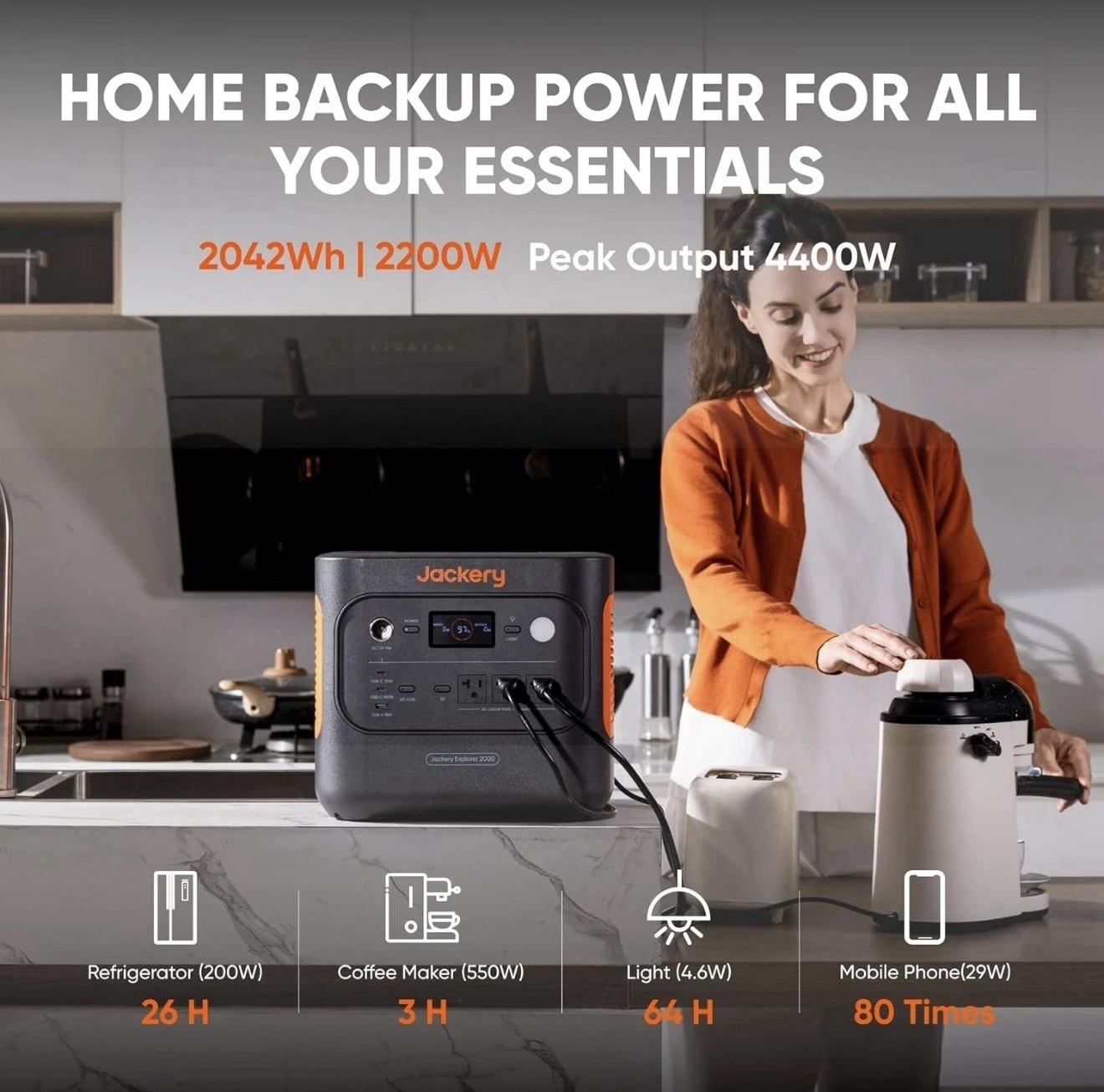 BRAND NEW Jackery Explorer 2000 v2 Power Station + Qty 1 SolarSaga 200W Panel