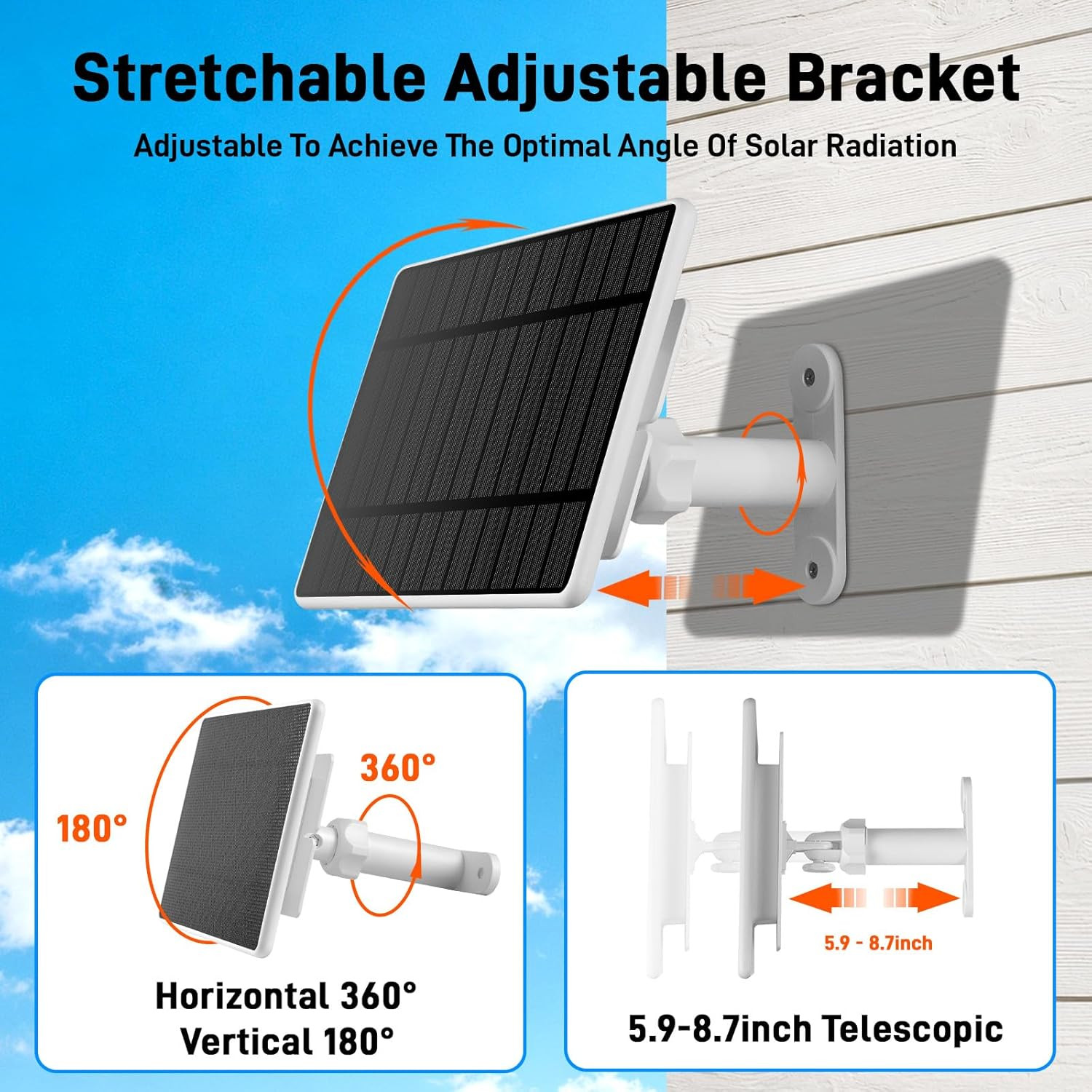 Solar Panel for Ring Camera, 6W Solar Charger for Ring Stick up Cam Plus/Pro & S