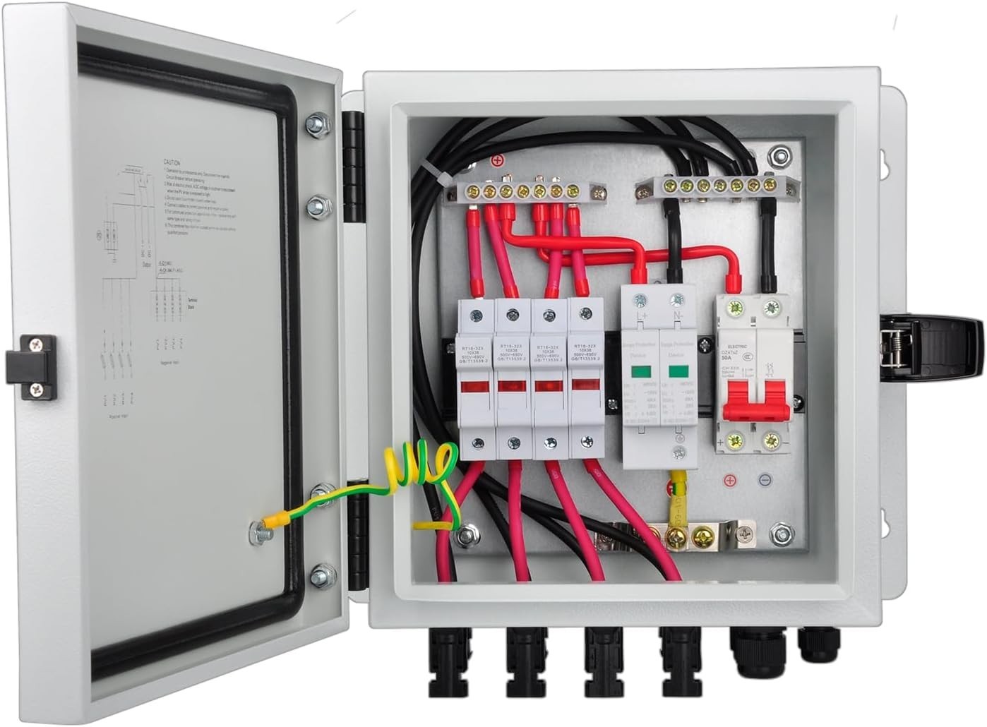 Durable 4 String Metal PV Combiner Box Solar System Fuse