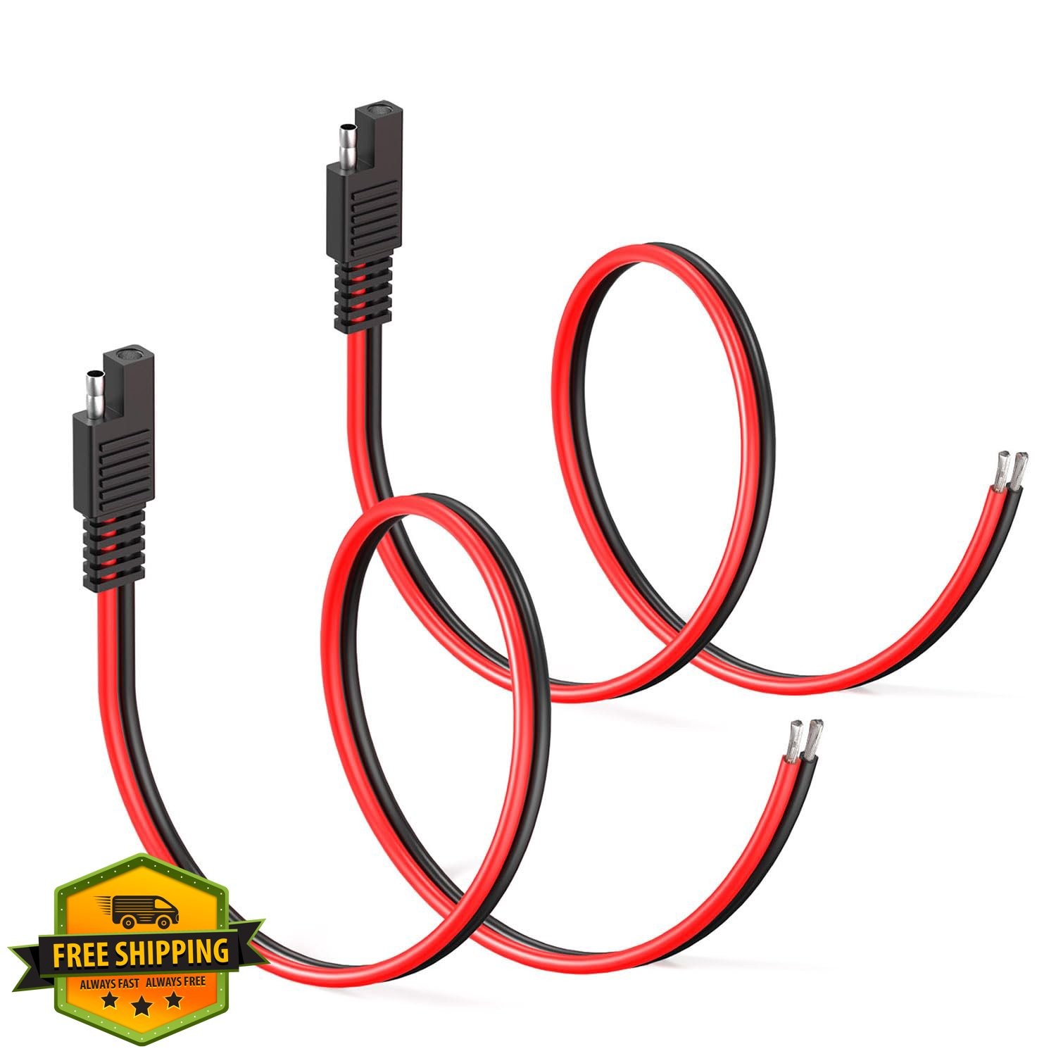 ELFCULB 16AWG 2FT SAE Extension Cable 2pk