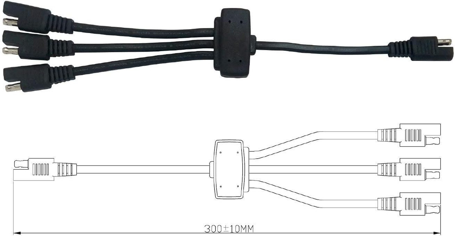 Sunway Solar Panel Combiner 3 to 1 Extension Wire with SAE Adapters Connector fo