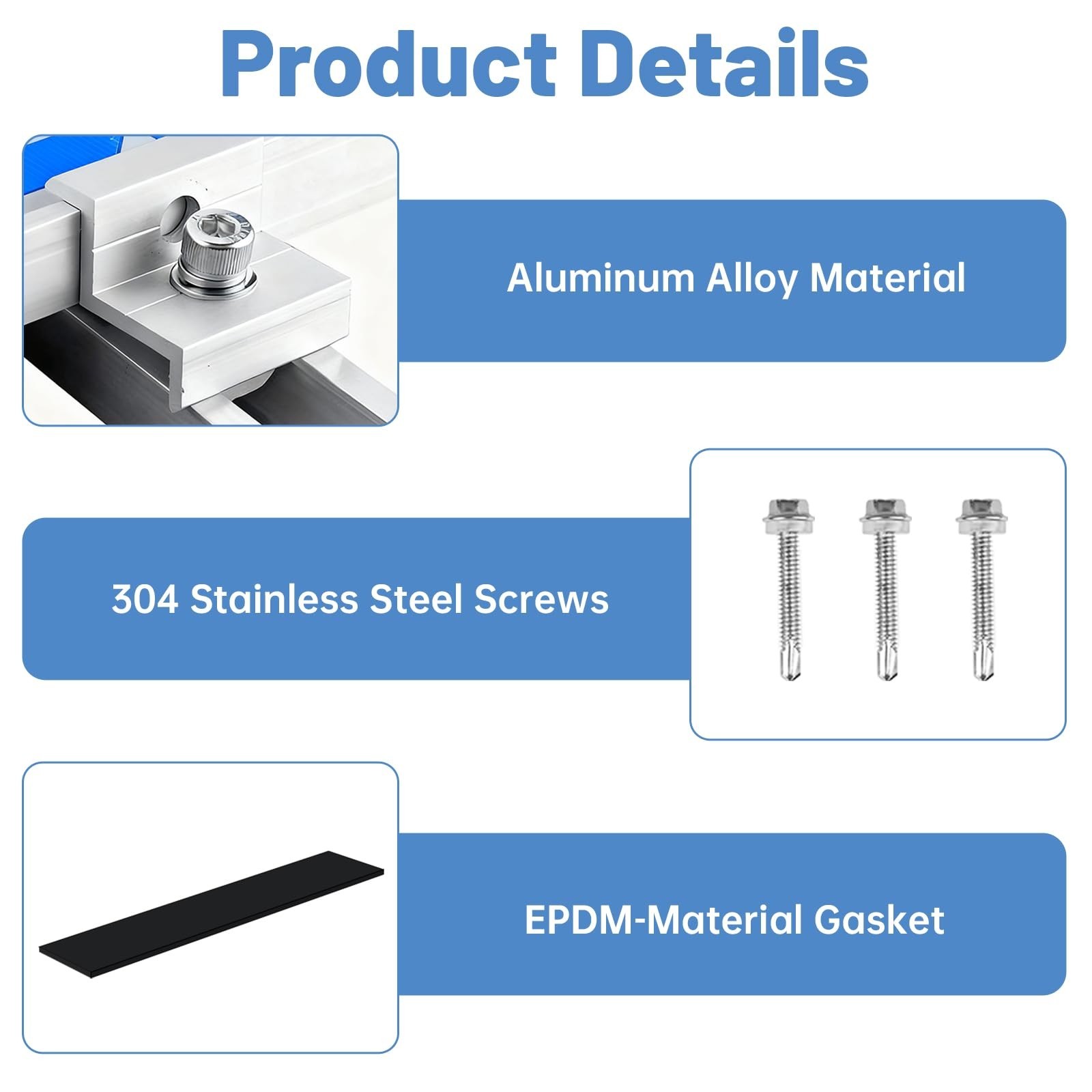 10 Pcs Solar Panel Mounting Bracket Kit – Aluminum Roof Mount Set, Universal PV