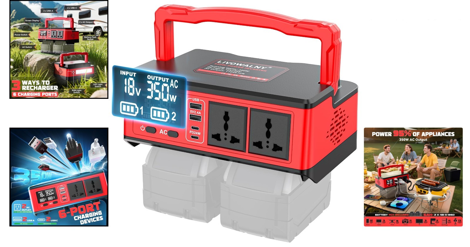 350W Portable Power Station – Compatible with Milwaukee 18V for Camping & Travel