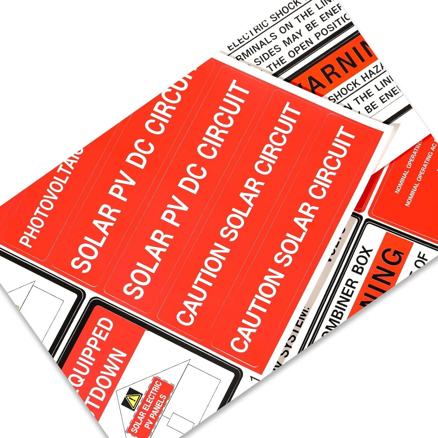 Photovoltaic Installer Label Kit – 48 Vinyl Safety Stickers for Solar Systems