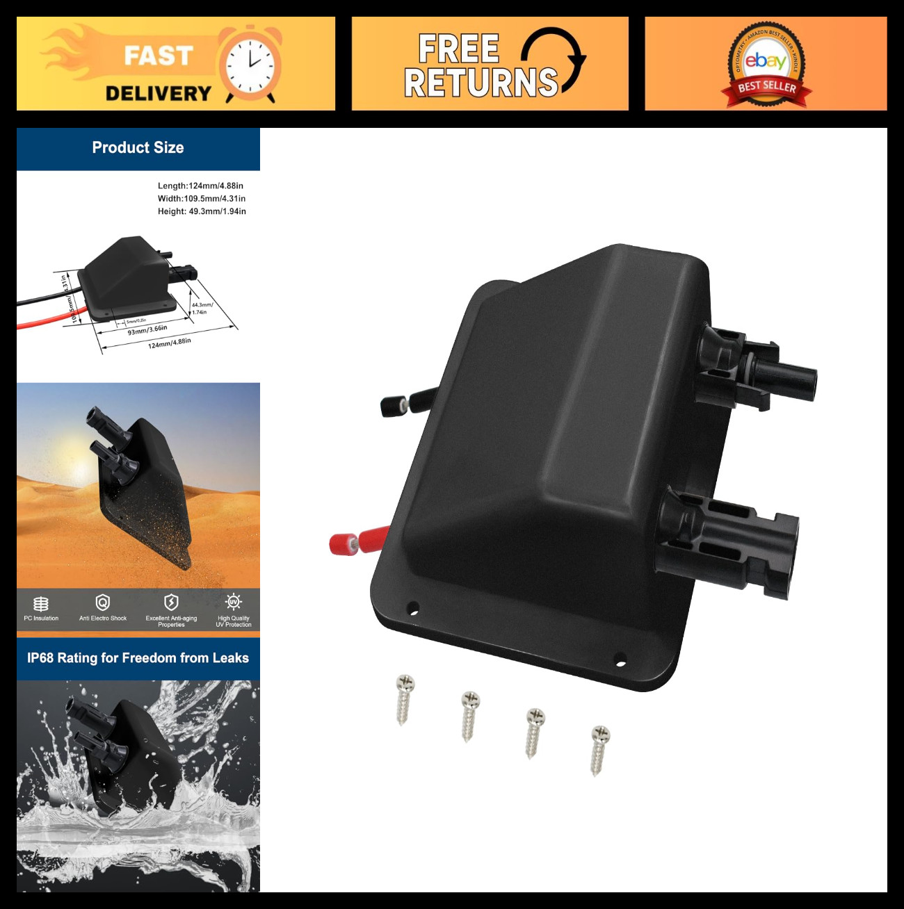 Waterproof Dual Solar Cable Entry Gland, UV Resistant Housing for RV, Boat, Camp
