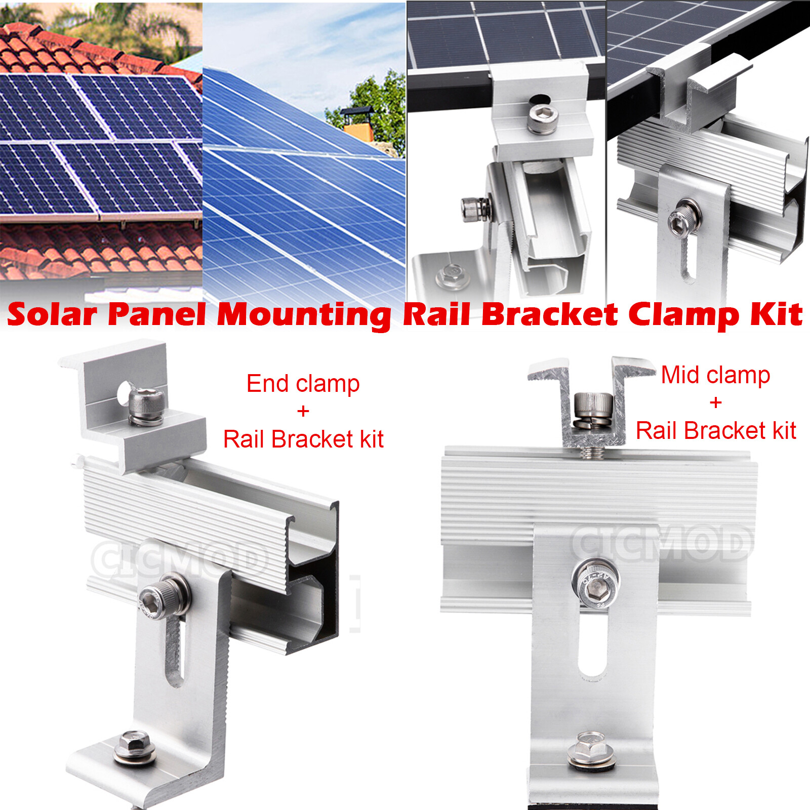 Solar Panel Roof Mount Bracket Fixing Clamp Kit for 1-4Pcs Solar Panels Mounting