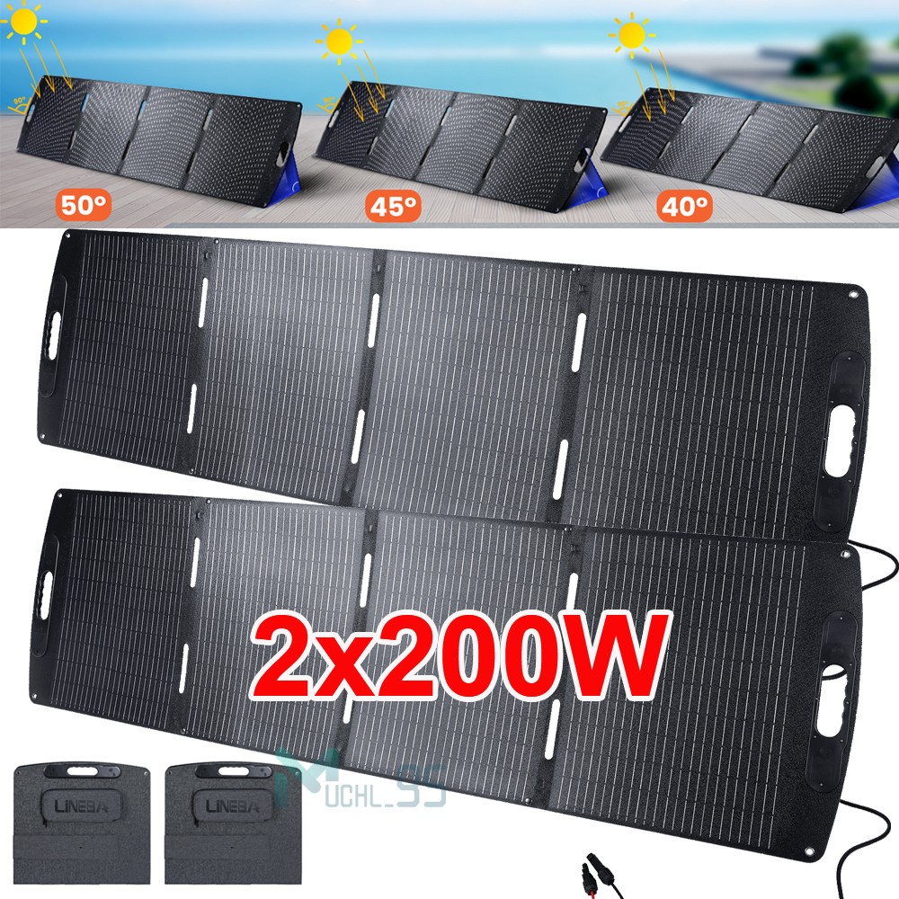 400W (2x200W) Portable Foldable Solar Panel with Monocrystalline ETFE Design USB