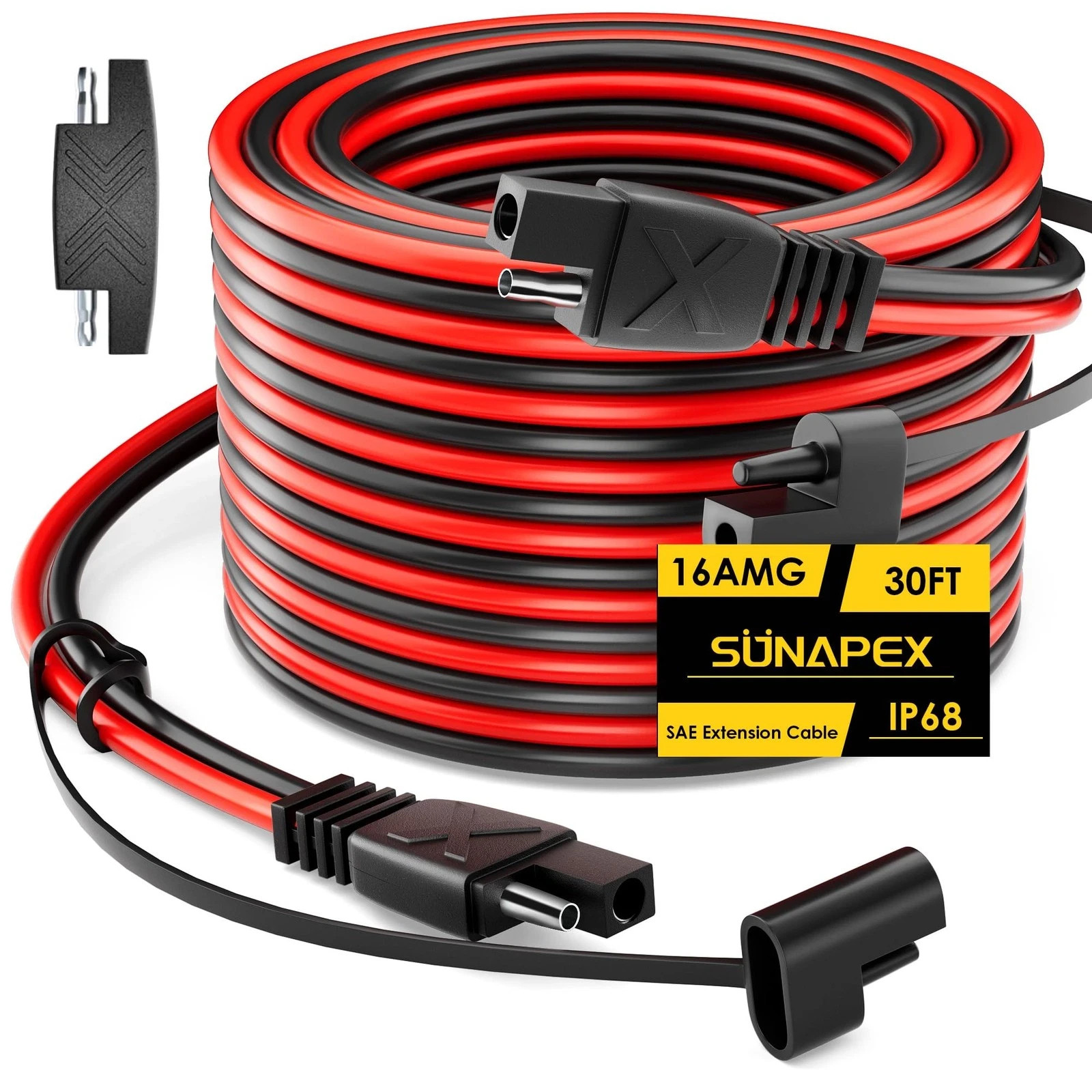 SAE to SAE Extension Cable: 16 AWG 30 FT Pure Copper Cord – Waterproof Quick …