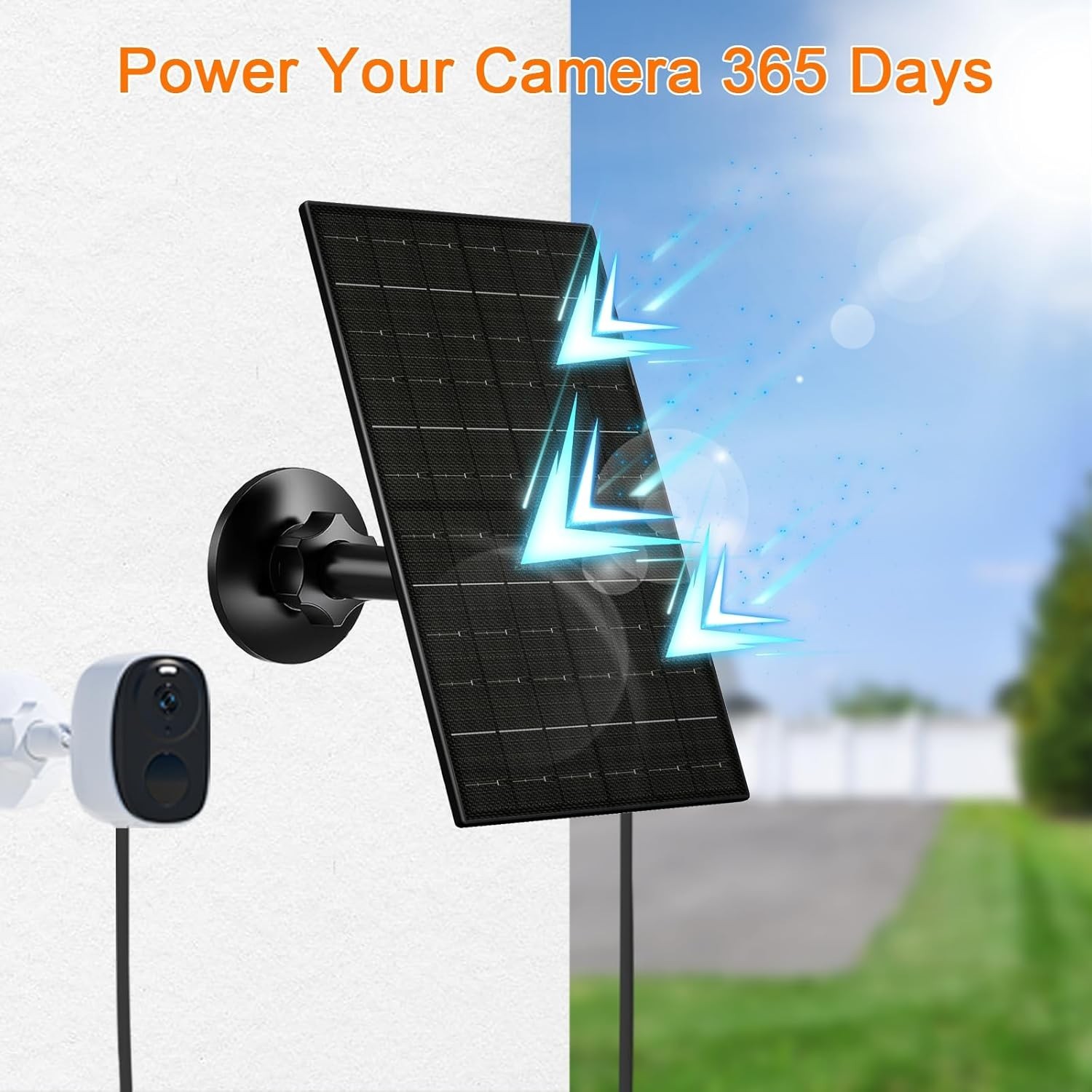 6W Solar Panel for Security Camera Outdoor, 5V USB/USB-C Solar Charger Compat…