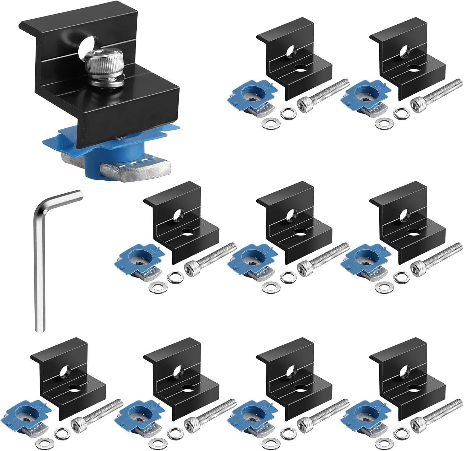 10pcs Solar Panel End Clamp for Standard Unistrut, Aluminum 30mm/35mm Solar P…