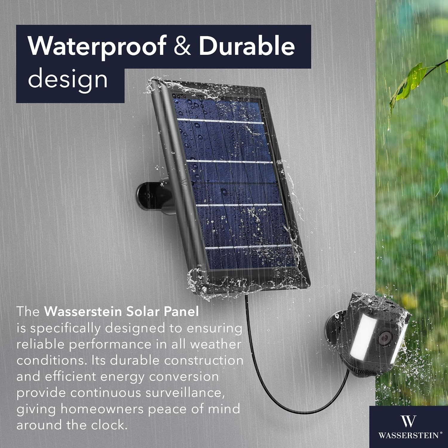 1-Pack Versatile Solar Panel for Ring Surveillance Cameras – Black, Quick Setup