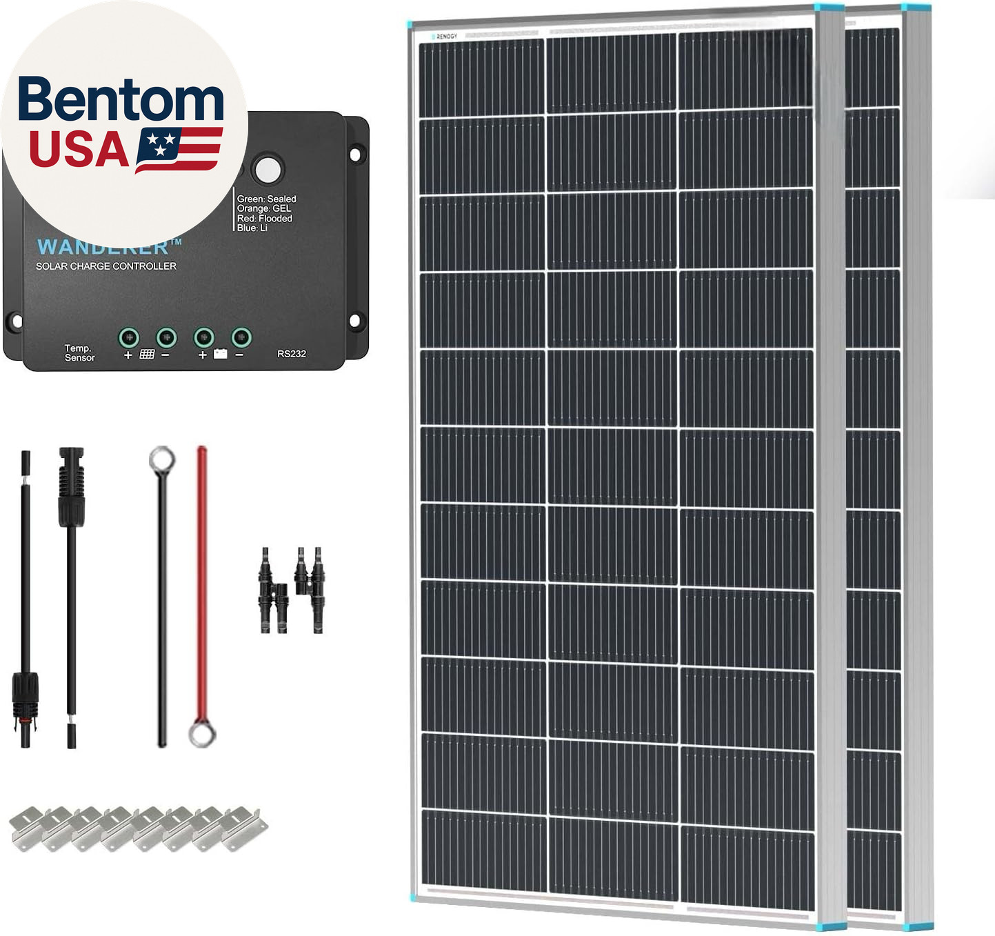 【New Upgrades】 200 Watt Solar Panel Kit 12 Volt N-Type Starter Kit with 2 Pcs 1