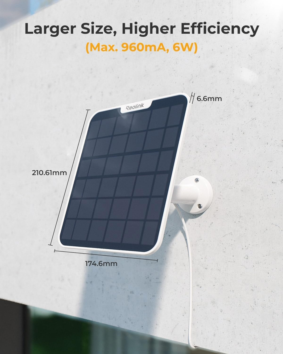 REOLINK 6W Solar Panel White, Non-Stop Solar Power Supply for All Wireless Batte