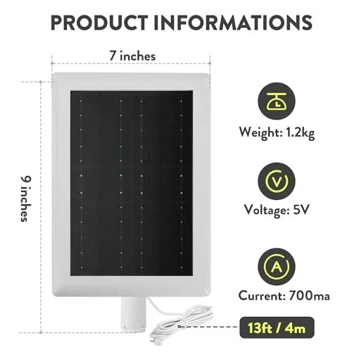Ring Solar Panel(2nd Generation), 5W Ring Solar Panel Charger with 2Pack White