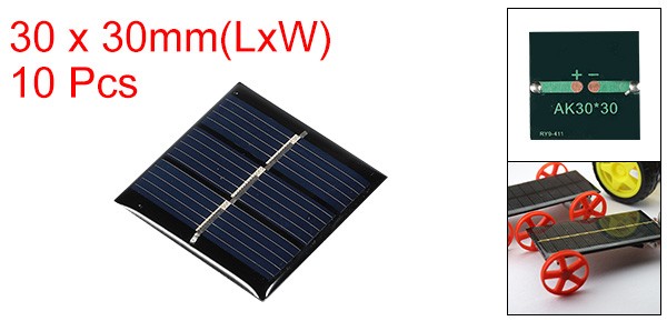 10 x Mini Solar Panel Cell 1.5V 60mA 0.09W 30x30mm for DIY Project