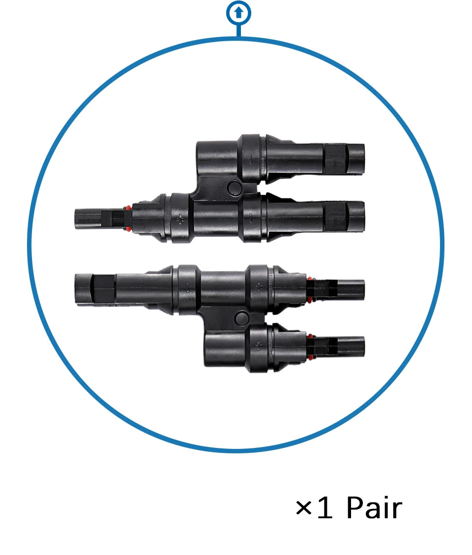 Branch PV Connector 2 In 1 Out T 30A IP67 Male Female For Combiner Box Panel Kit