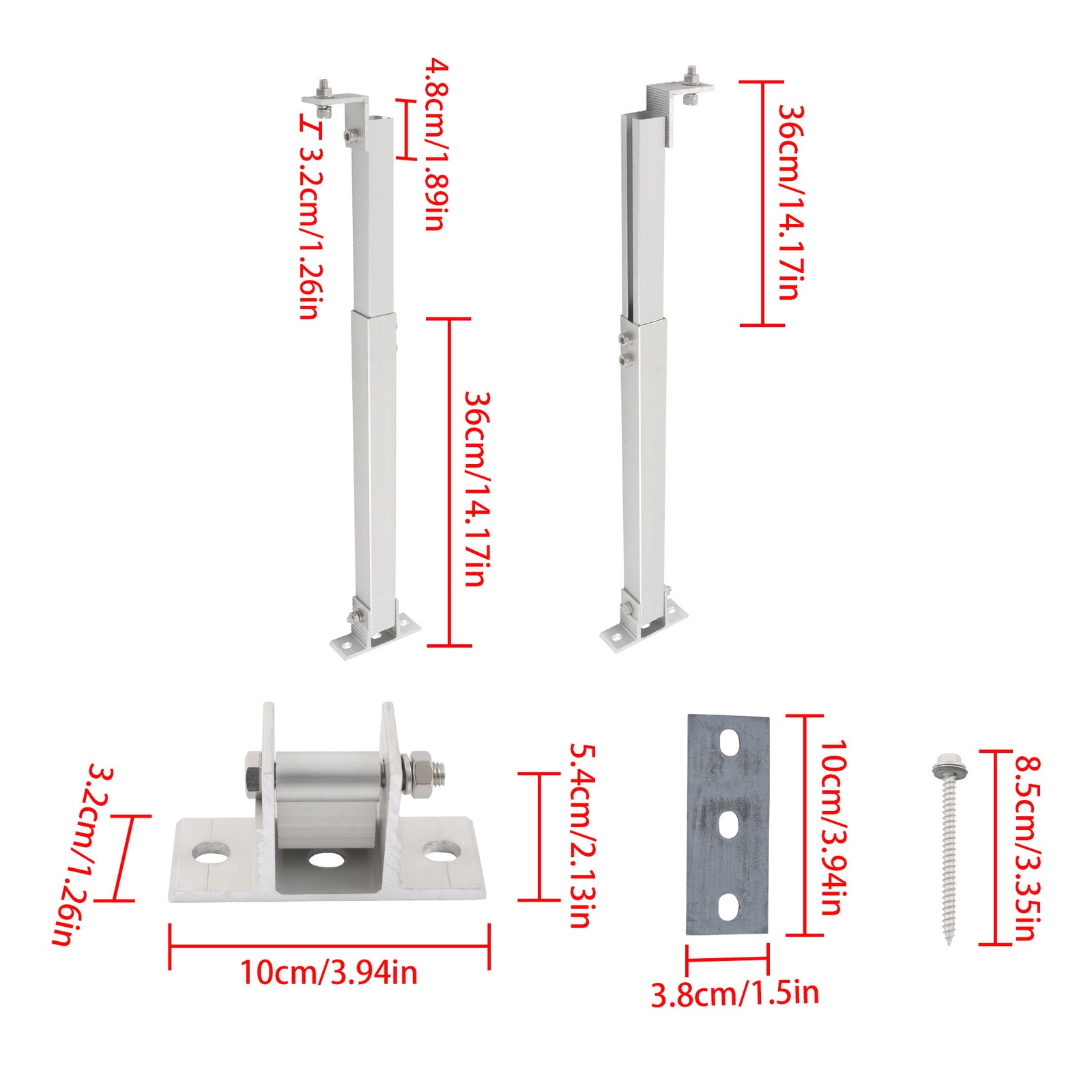 4 × Solar Panel Tilt Mounting Rack Brackets Adjustable For RV Roof Flat Surface