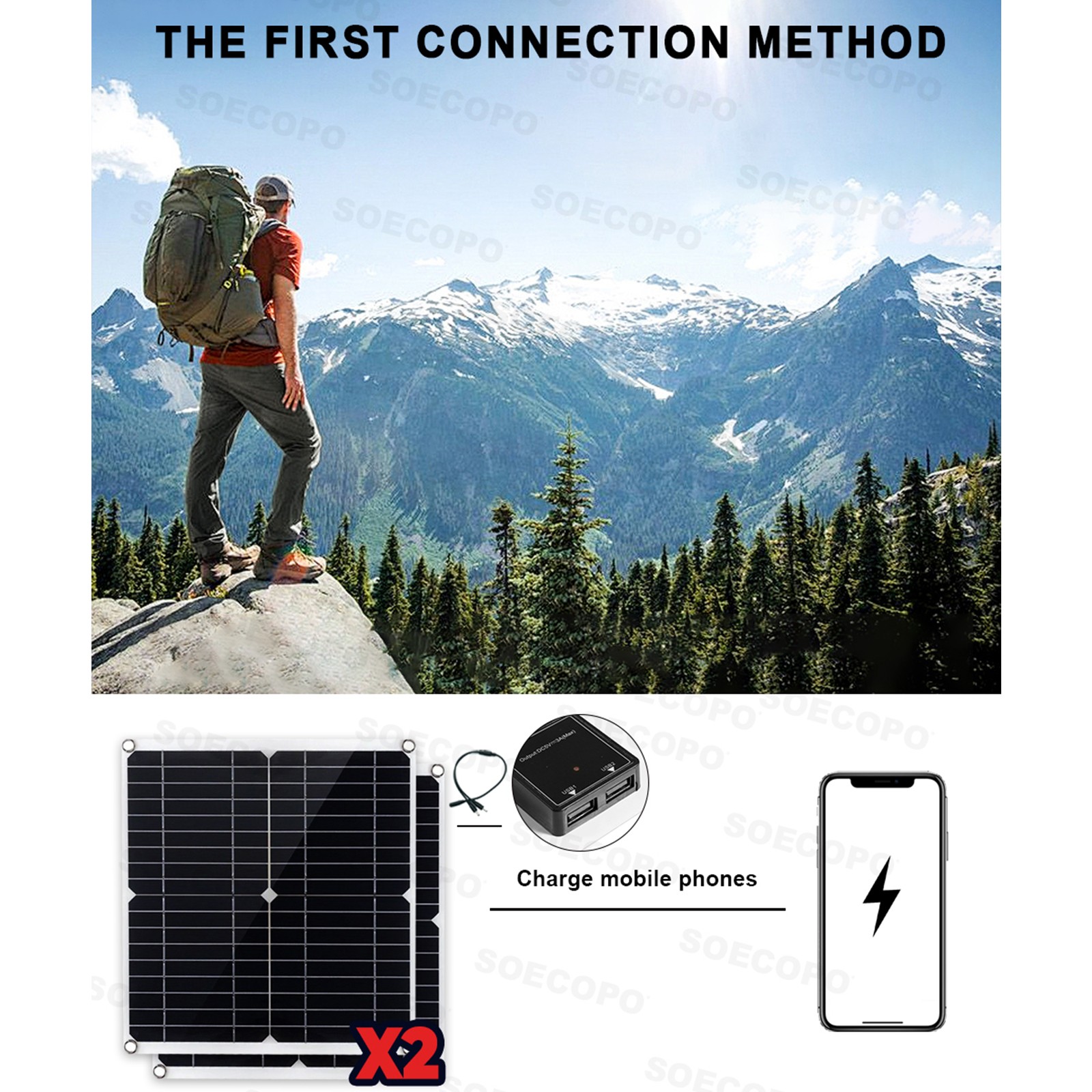 7000W Off-Grid Solar Kit 7000W Inverter 2pcs 300W Solar Panels 12V to 110V