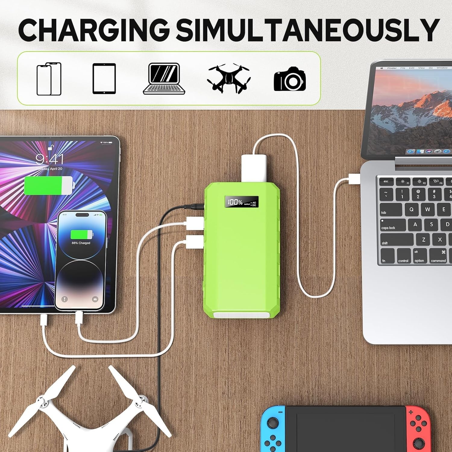 24000mAh Portable Power Station with AC Outlet – Ideal for Camping & Travel