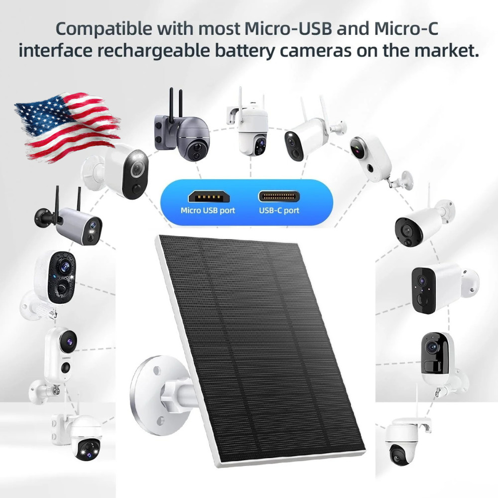 10W 5V Solar Battery Charger For Security Camera Portable Solar Power Panel With