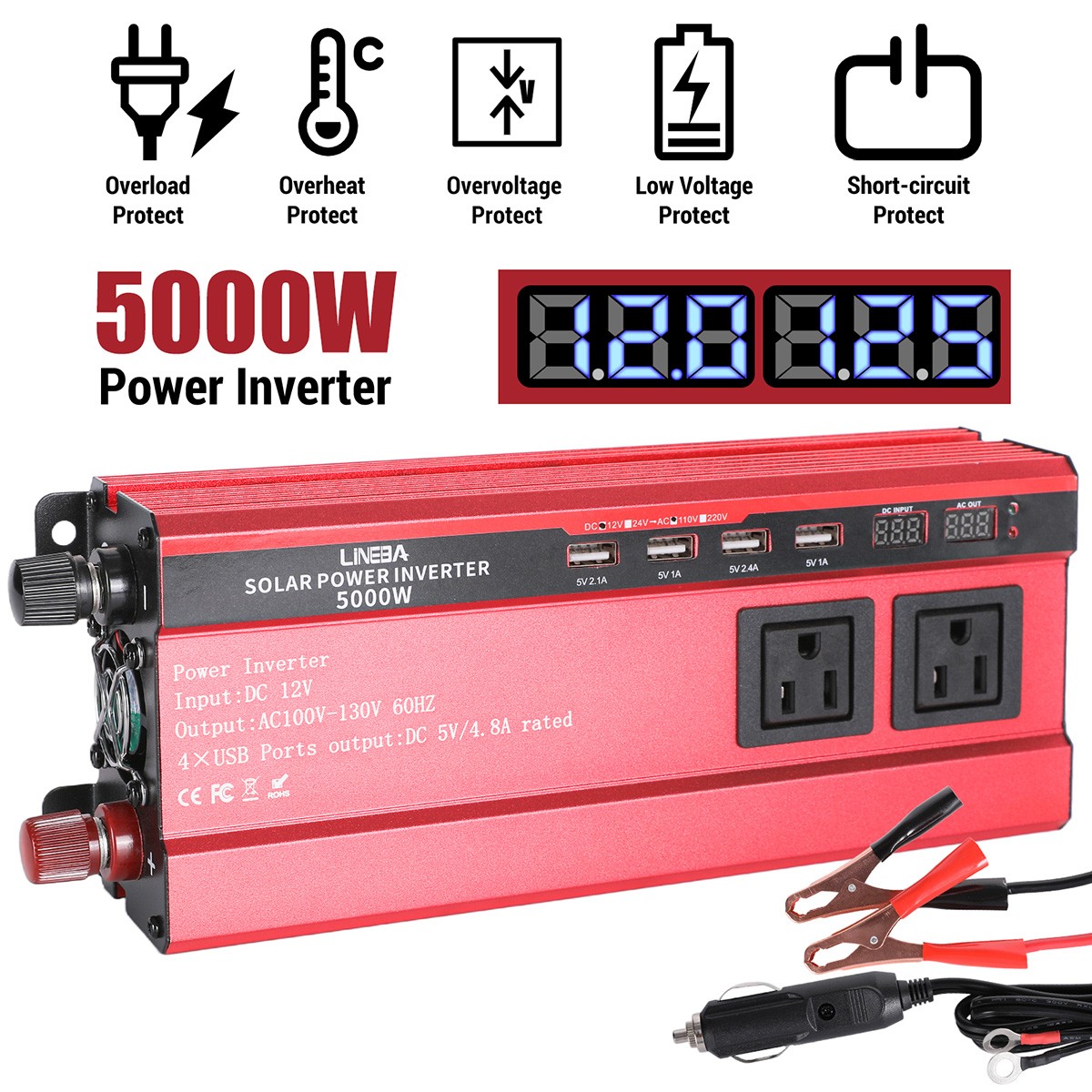 Portable 200W 100W Foldable Solar Panel w/ Controller & Inverter For Camping RVs