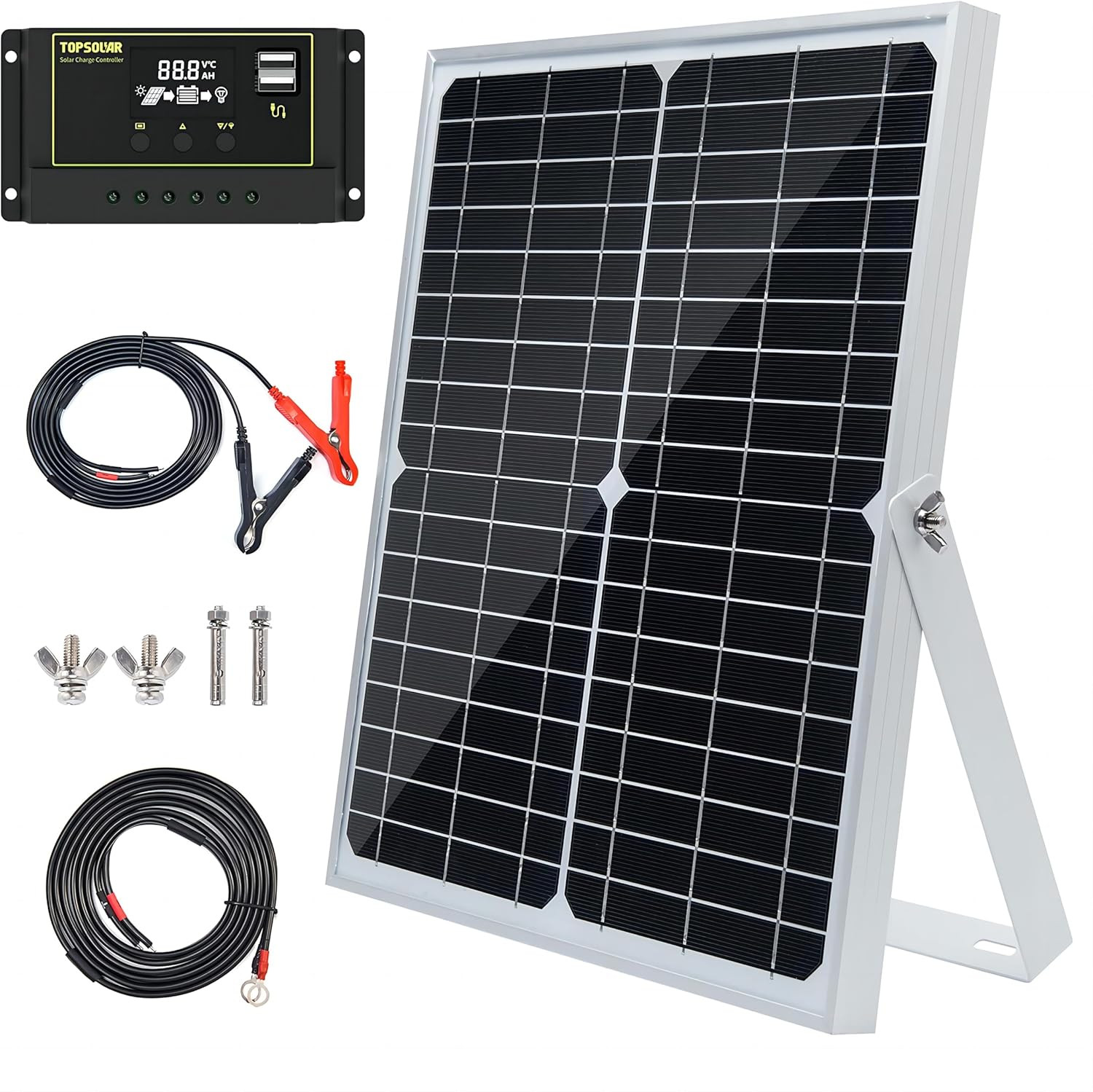 30W 12V/24V Solar Panel Kit, Monocrystalline Solar Battery Trickle Charger Maint