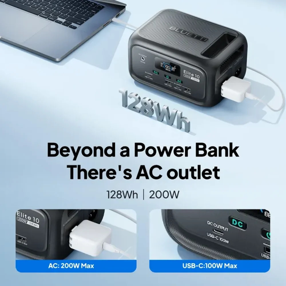 【Renew】BLUETTI Elite 10 128Wh 200W Mini Power Station LiFePO4 100W USB C Fast