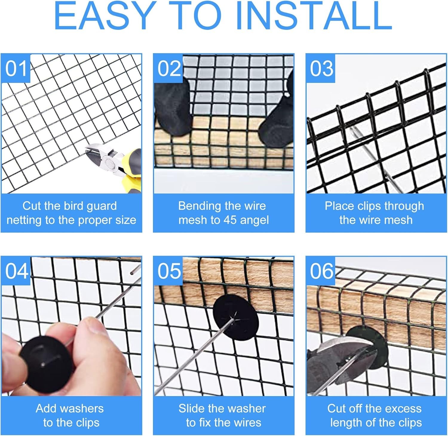 Solar Panel Critter Guard 6in x 100ft PVC Coated Mesh Kit with Clips Scissors