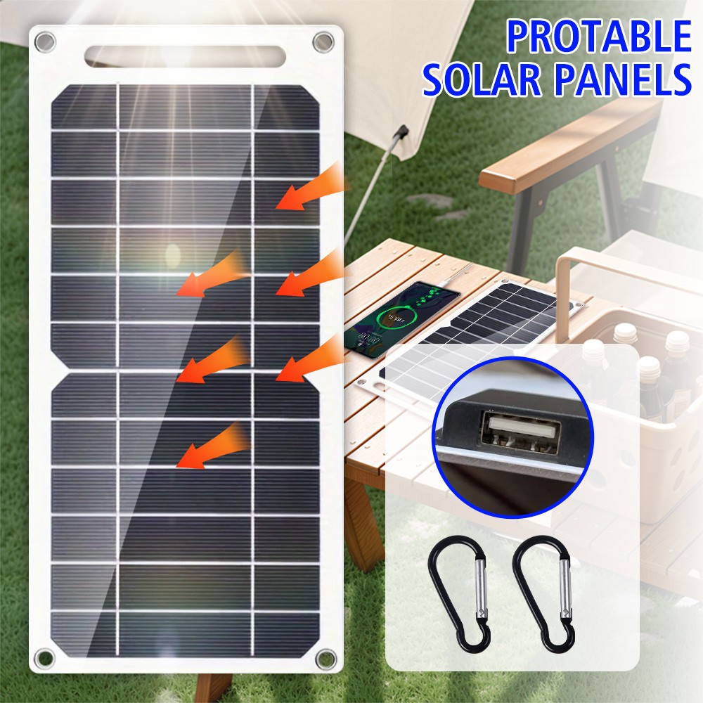 USB Solar Panel Power Bank Outdoor Camping Hiking Phone Charger 5V Portable