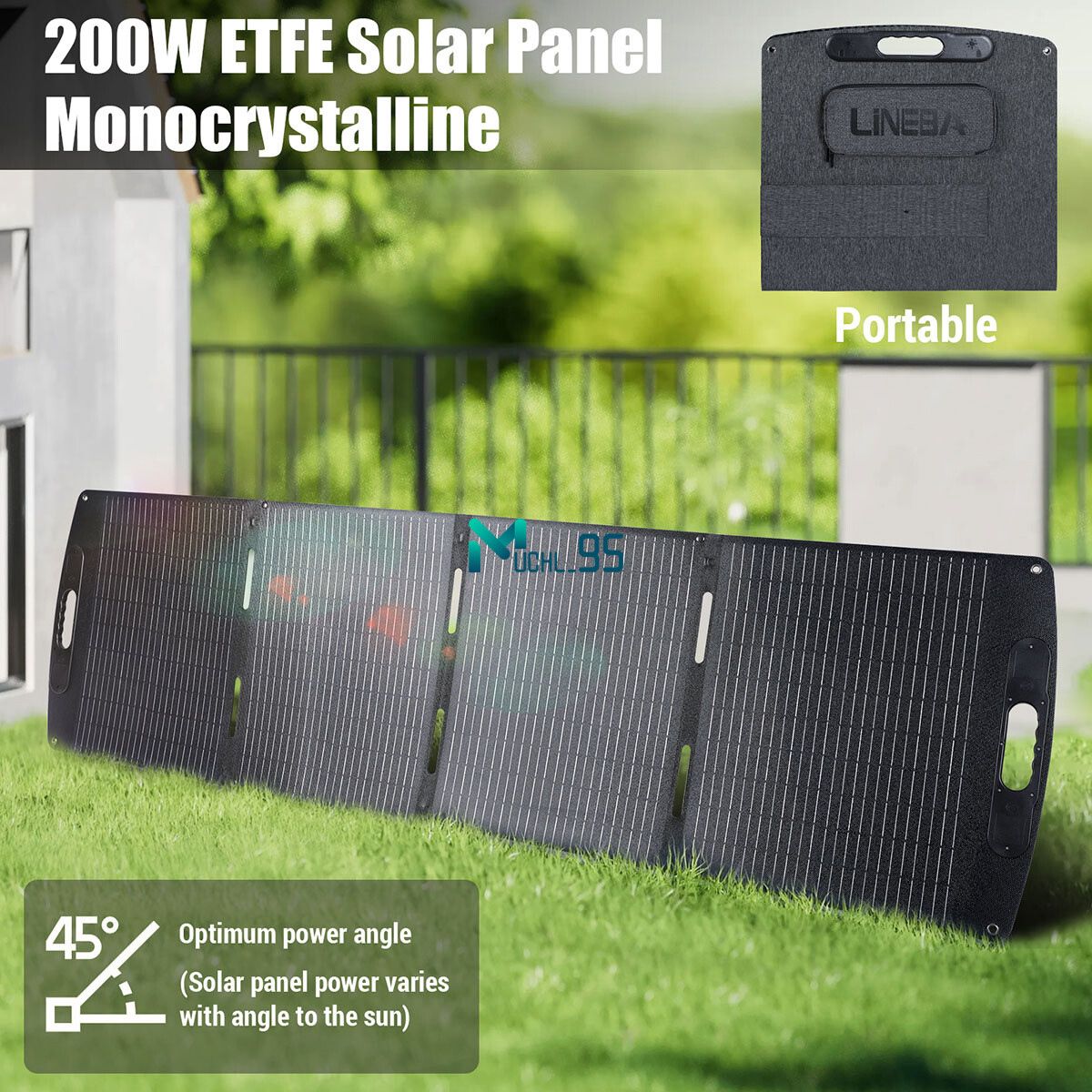 200W Mono Solar Panel Foldable Solar Blanket Adjustable Kickstand for Outdoor RV