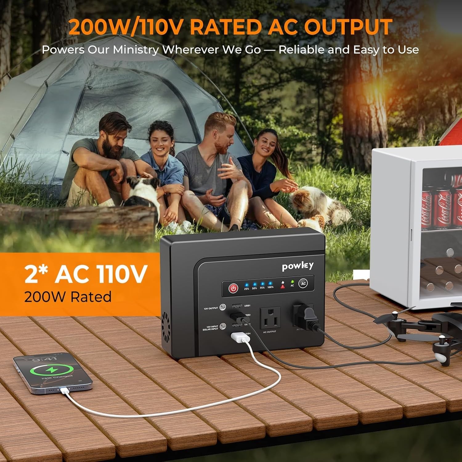 Portable Solar Generator 200W 146Wh Battery Pack 7 Ports Camping Travel Power