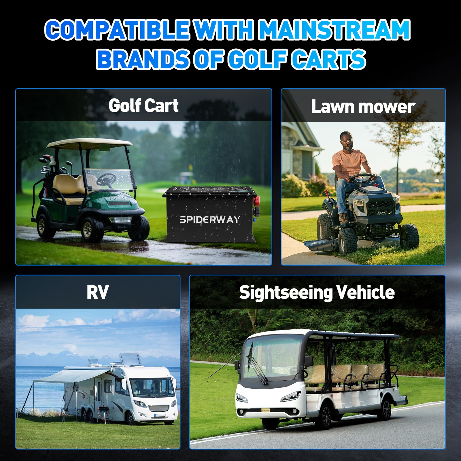 36V 105Ah Golf Cart LiFePO4 Lithium Battery 200A BMS A+Cell W/25A Charger 7.68kW