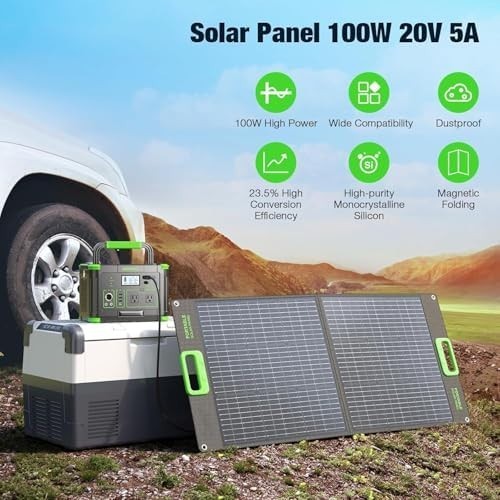 Ultra-Portable 100W Solar Charger with Kickstands – Ideal for Camping & RVs