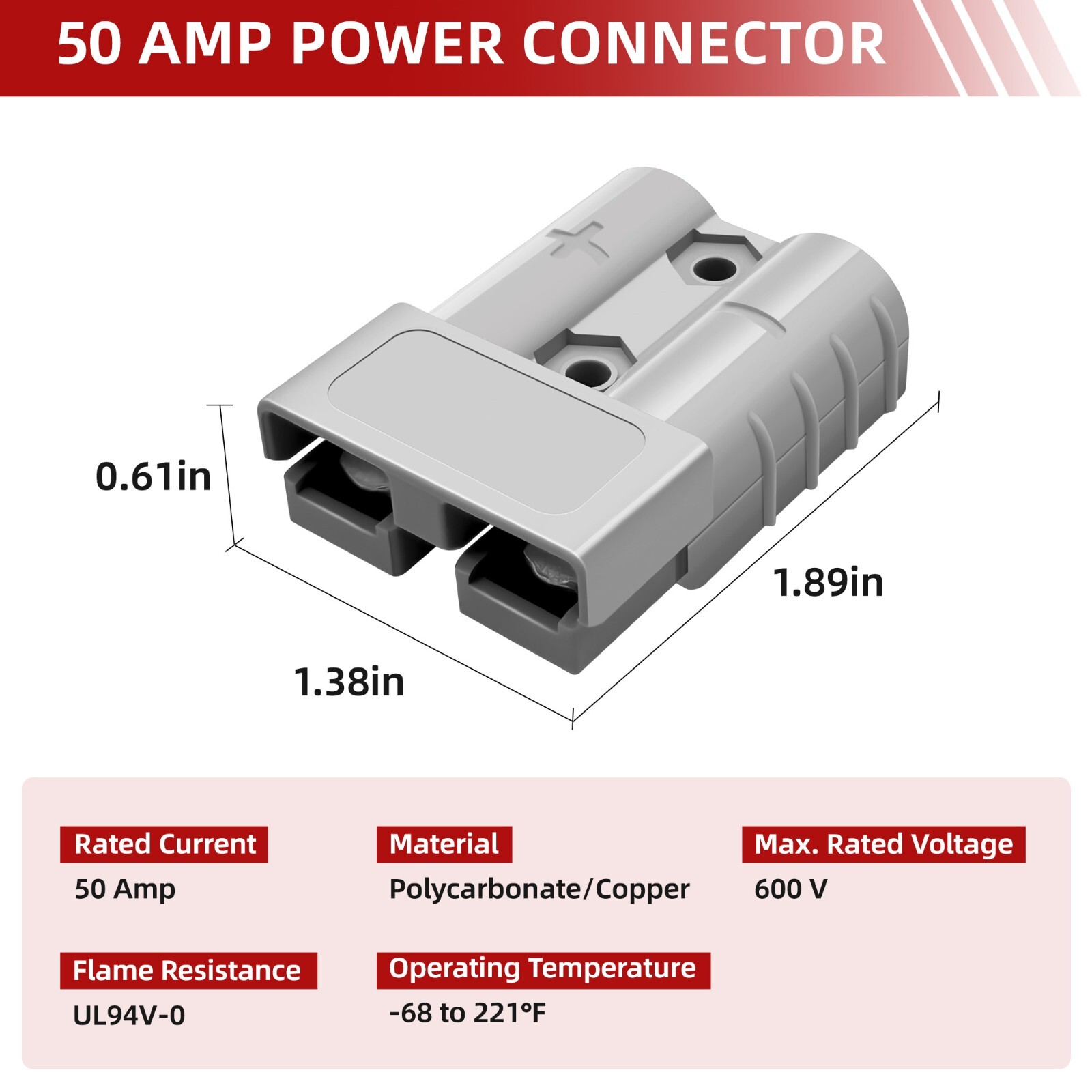 10 AWG Solar Extension Cable for Anderson 50 Amp Connector to Solar Connector