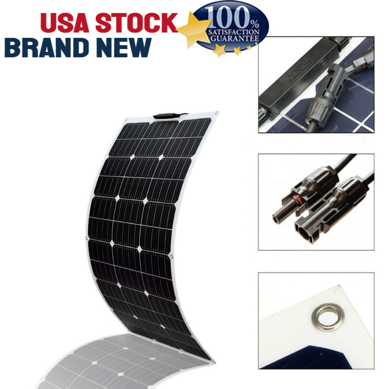 300W Watt Flexible 18V Mono Solar Panel Home RV Rooftop Camping Off-Grid Power