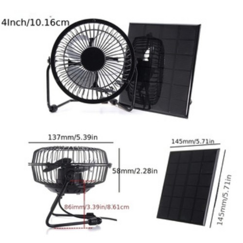 2pcs 5W Solar Panel Fan with USB Output – Portable Ventilation System