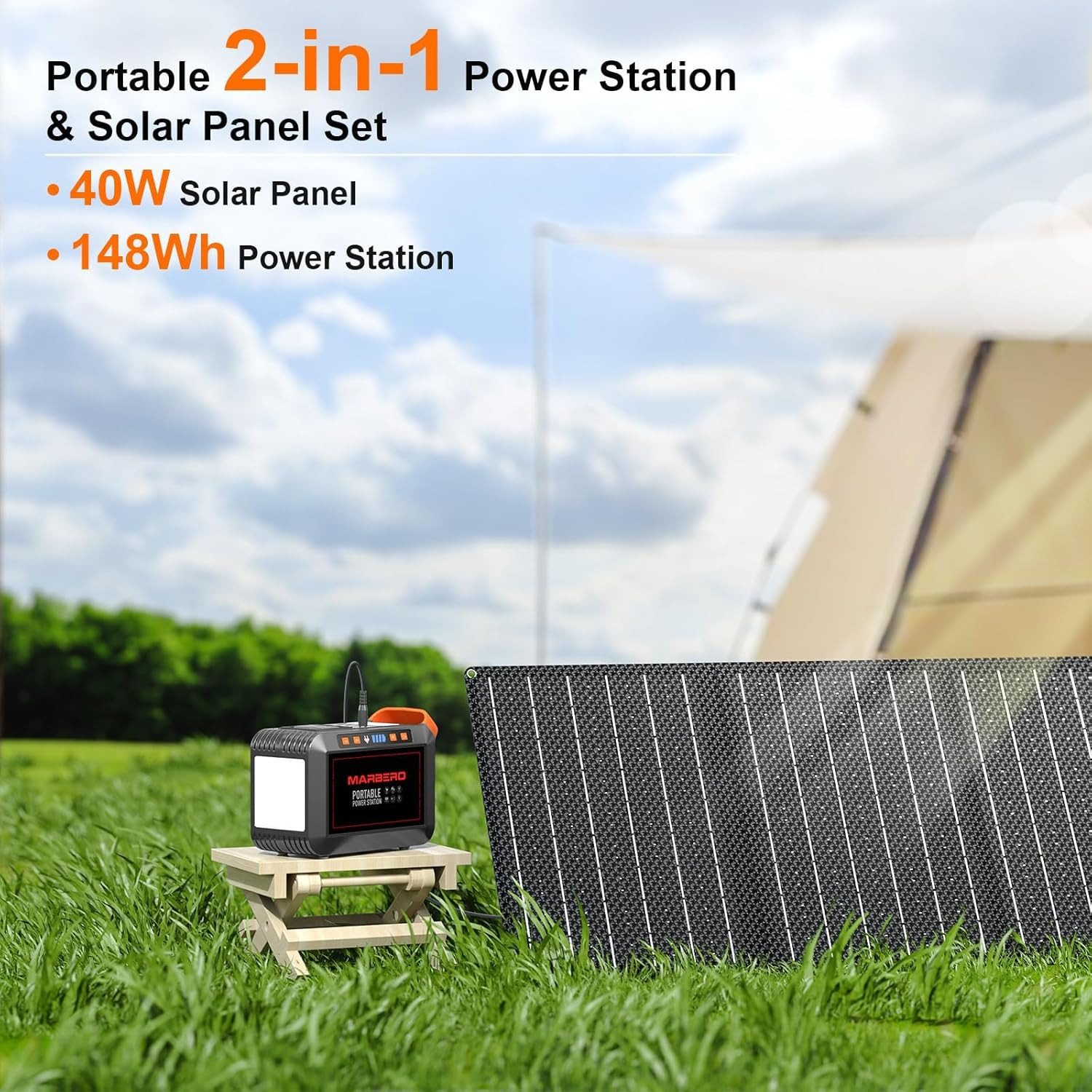148Wh Solar Generator with Solar Panel Included Portable Power Station 200W with