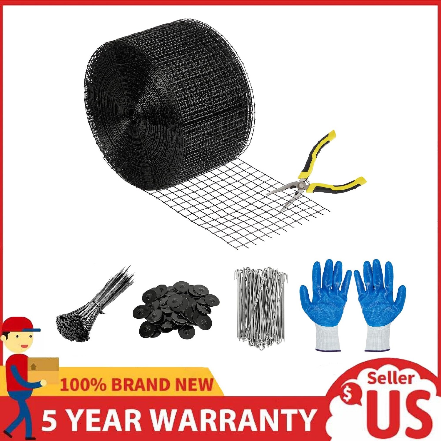 6in x 50/100/120 ft Solar Panel Bird Guard ,Critter PVC Mesh Kit 100pcs Fastener