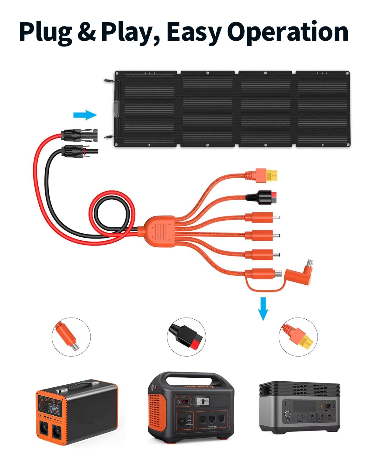 Tonton 7 in 1 Solar Panel Connector Kit Universal M C 4 Cable to DC 8mm XT60