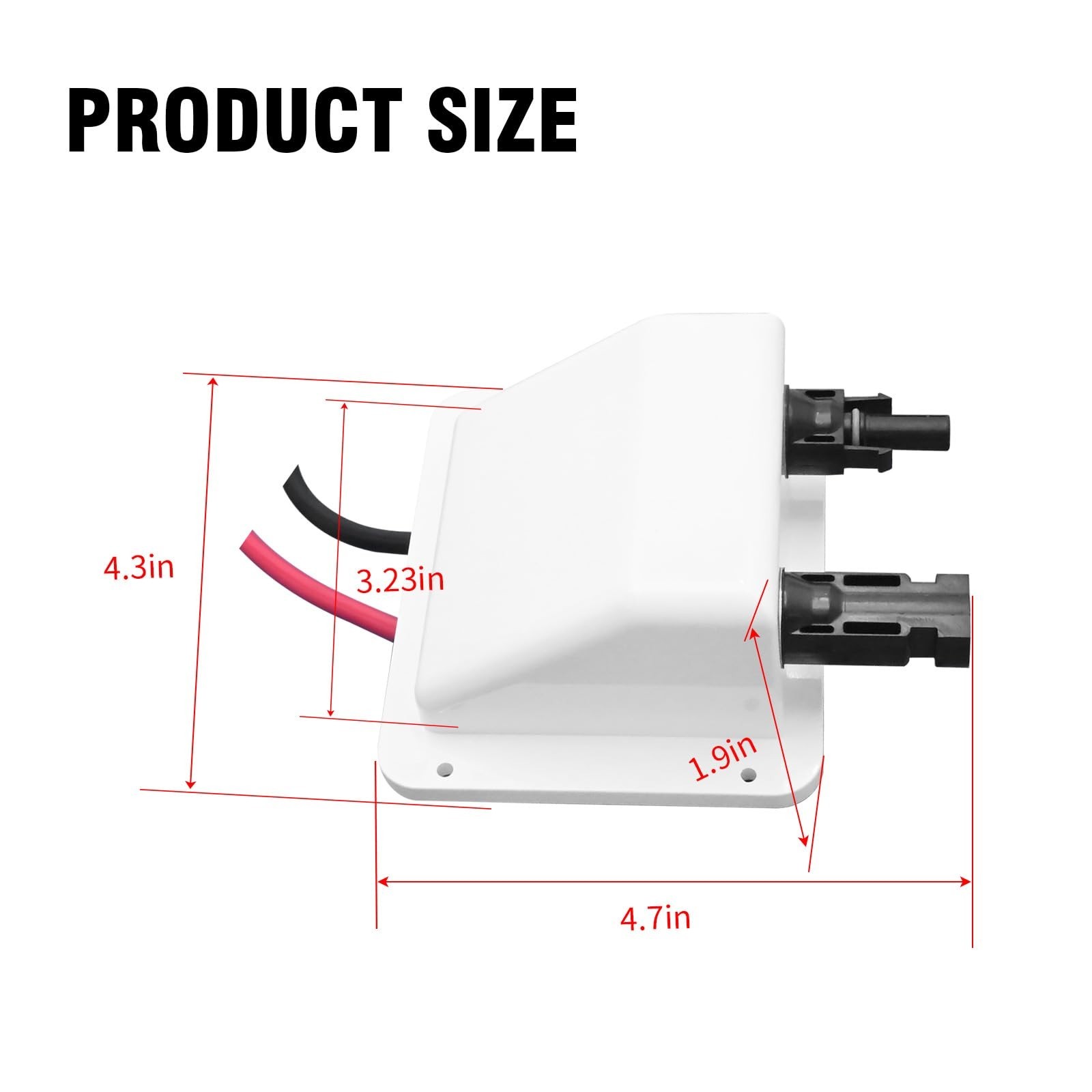 White Solar Cable Entry Gland Box, 1FT 10AWG Soft Extension Cable & Connector, U